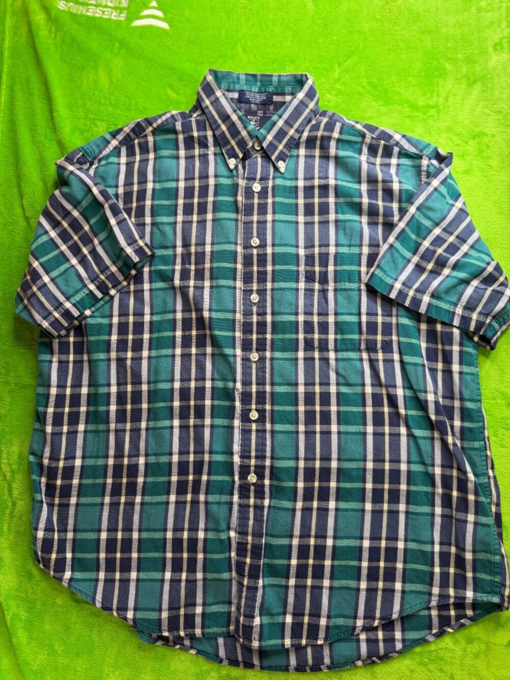 Hunt Club Plaid Short Sleeve Button-Up Shirt Sz L